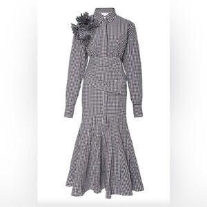Acler Black and White Gingham Dress with Ruffle Detail size 4